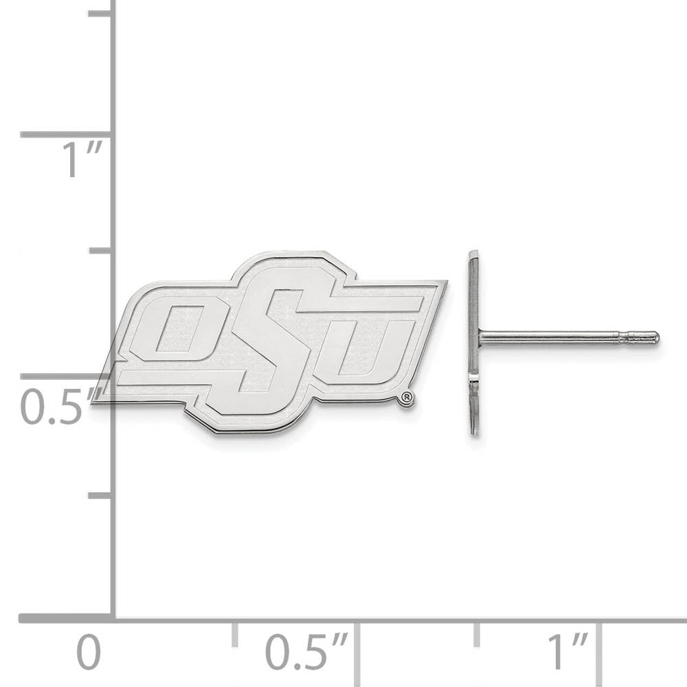 Alternate view of the Sterling Silver Oklahoma State University XS (Tiny) Post Earrings by The Black Bow Jewelry Co.