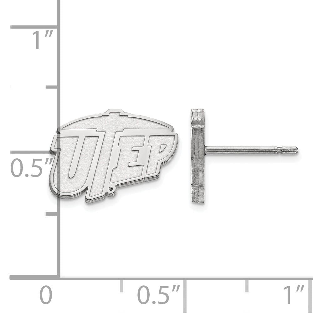 Alternate view of the Sterling Silver University of Texas El Paso XS (Tiny) Post Earrings by The Black Bow Jewelry Co.