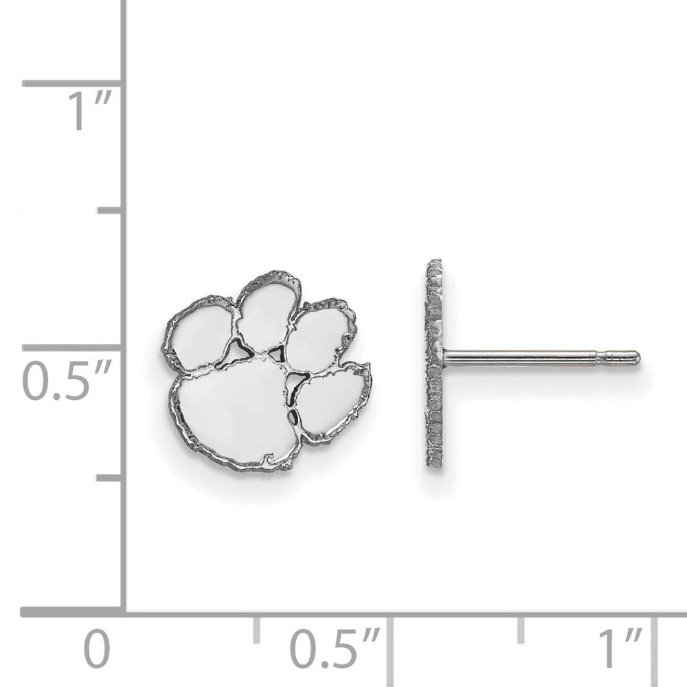 Alternate view of the Sterling Silver Clemson University XS (Tiny) Post Earrings by The Black Bow Jewelry Co.