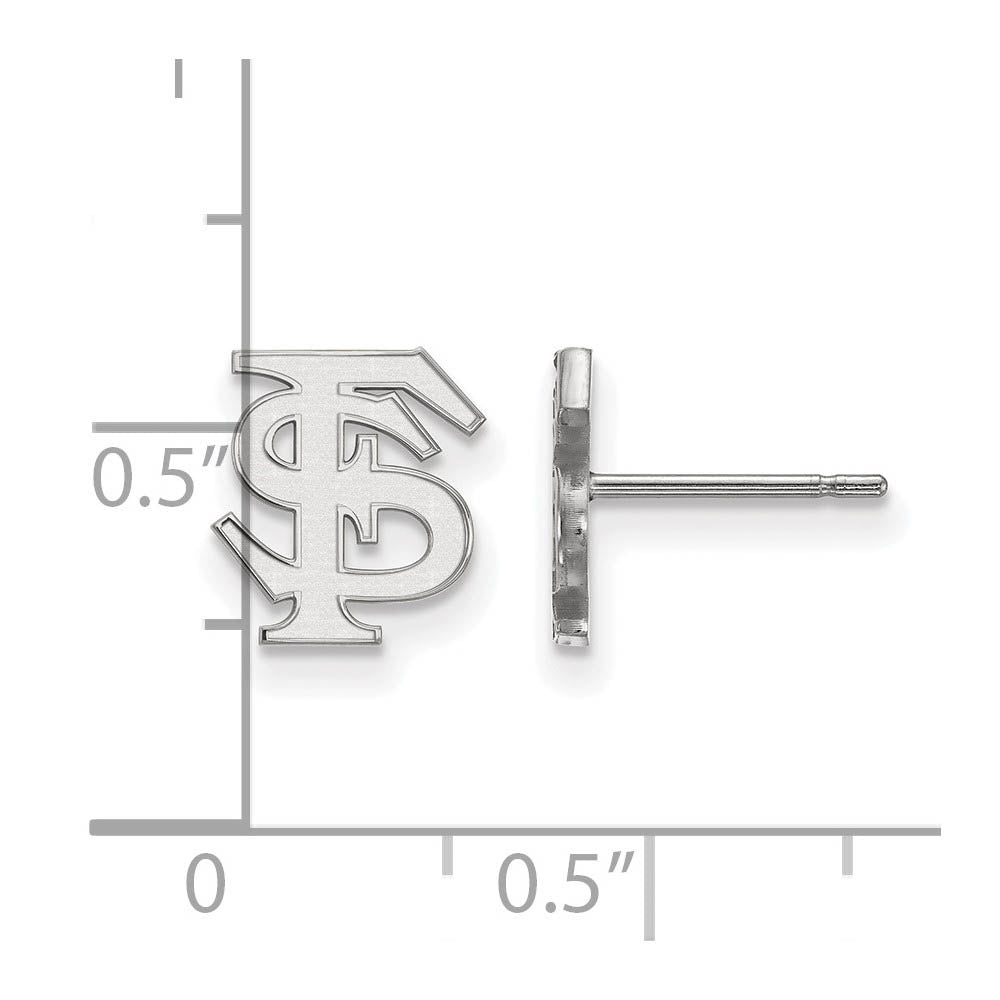 Alternate view of the Sterling Silver Florida State University XS (Tiny) 'FS' Post Earrings by The Black Bow Jewelry Co.