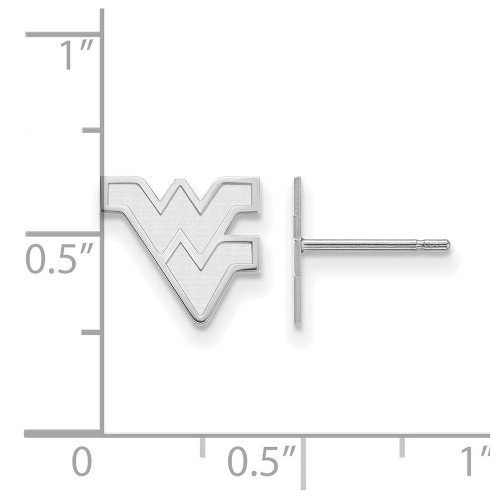 Alternate view of the Sterling Silver West Virginia University XS (Tiny) 'WV' Post Earrings by The Black Bow Jewelry Co.