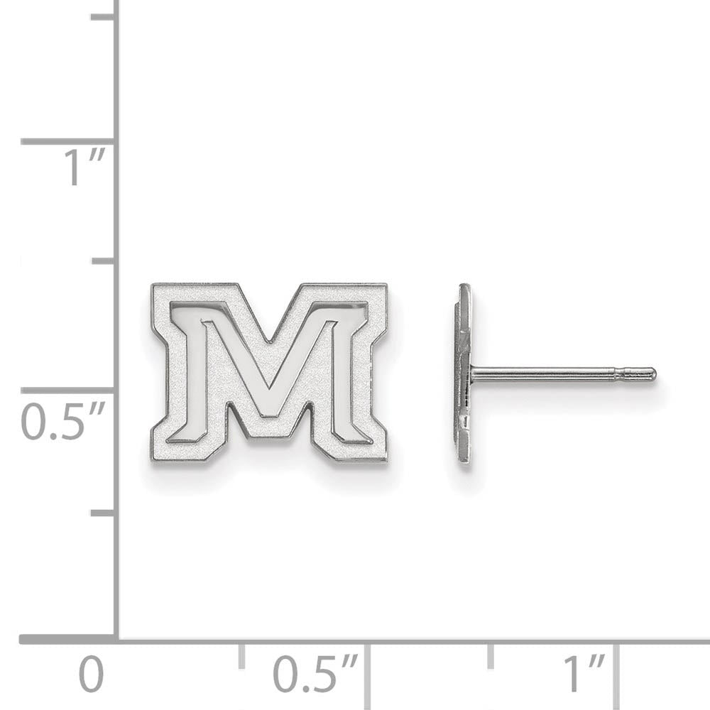 Alternate view of the Sterling Silver Montana State University XS (Tiny) 'M' Post Earrings by The Black Bow Jewelry Co.