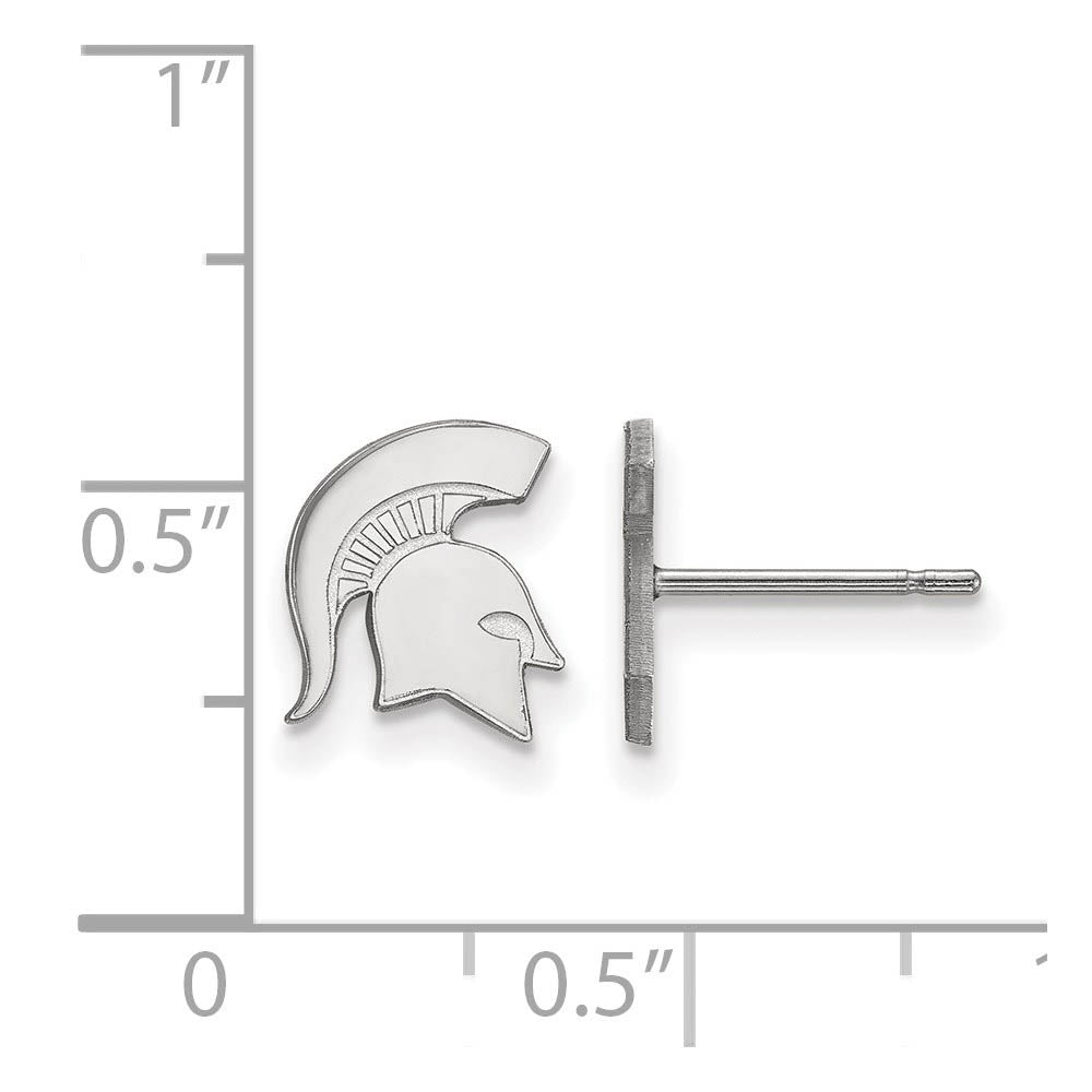 Alternate view of the Sterling Silver Michigan State University XS (Tiny) Post Earrings by The Black Bow Jewelry Co.