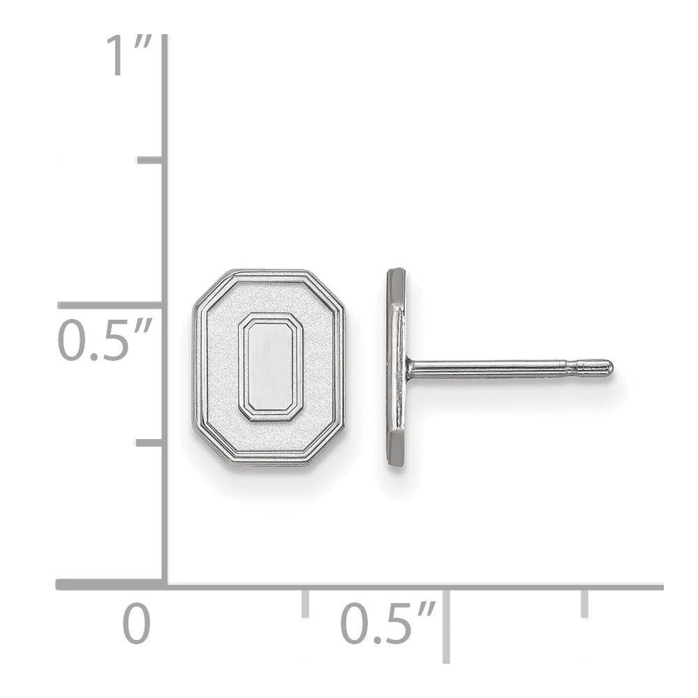 Alternate view of the Sterling Silver Ohio State University XS (Tiny) Post Earrings by The Black Bow Jewelry Co.
