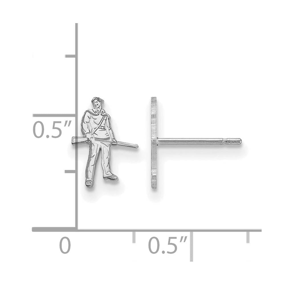 Alternate view of the Sterling Silver West Virginia University XS (Tiny) Post Earrings by The Black Bow Jewelry Co.