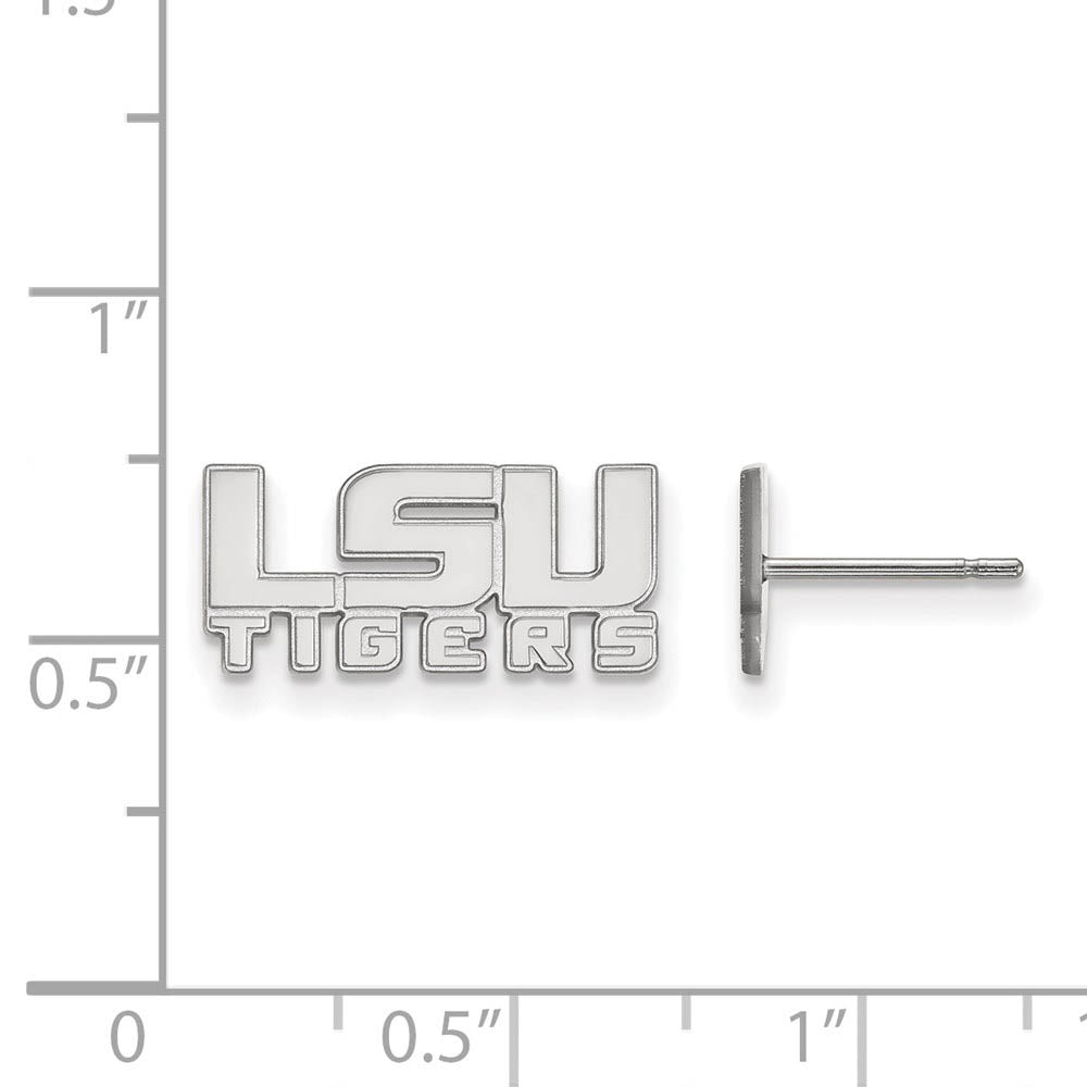 Alternate view of the Sterling Silver Louisiana State University XS (Tiny) Post Earrings by The Black Bow Jewelry Co.