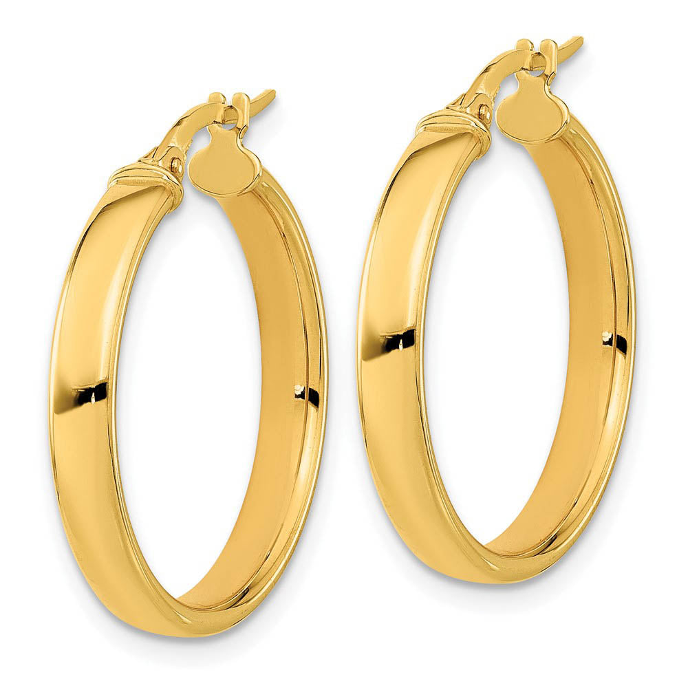Alternate view of the 3.75mm x 25mm (1 Inch) 14k Yellow Gold Domed Round Tube Hoop Earrings by The Black Bow Jewelry Co.