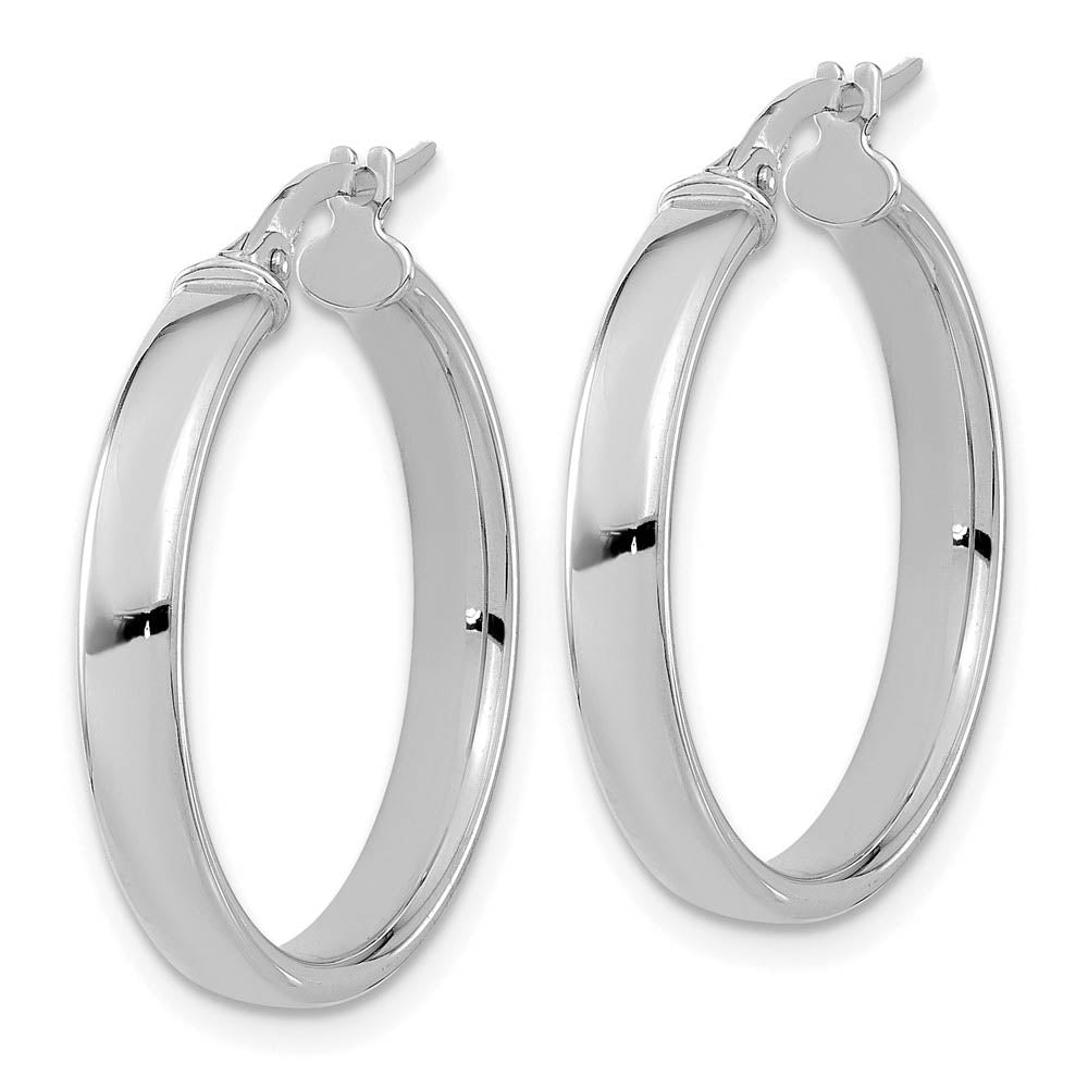 Alternate view of the 3.75mm x 25mm (1 Inch) 14k White Gold Domed Round Tube Hoop Earrings by The Black Bow Jewelry Co.