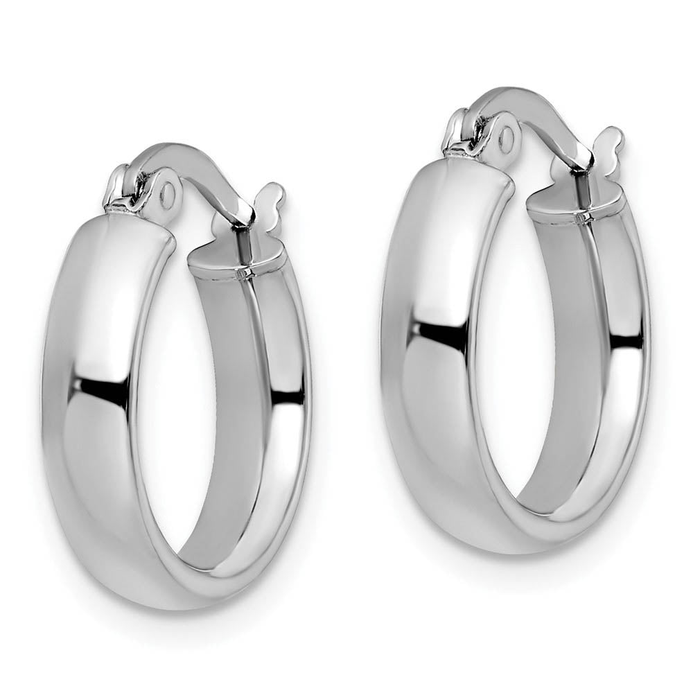 Alternate view of the 4mm x 16mm (5/8 Inch) Polished 14k White Gold Domed Round Tube Hoops by The Black Bow Jewelry Co.