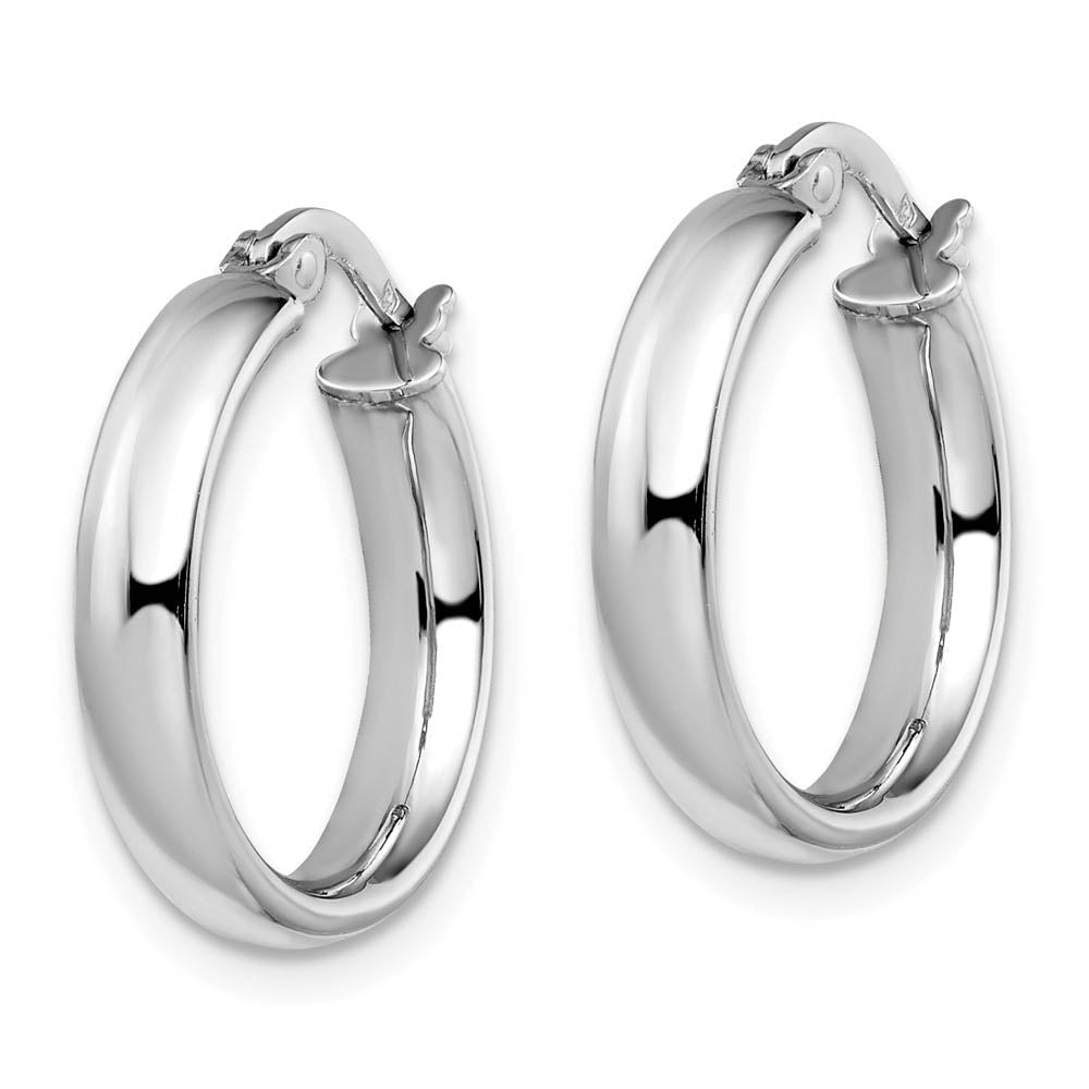 Alternate view of the 4mm x 19mm (3/4 Inch) Polished 14k White Gold Domed Round Tube Hoops by The Black Bow Jewelry Co.