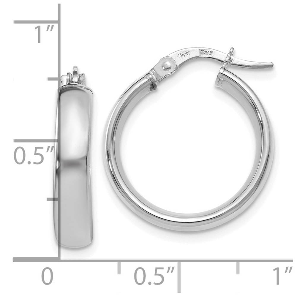 Alternate view of the 4mm x 19mm (3/4 Inch) Polished 14k White Gold Domed Round Tube Hoops by The Black Bow Jewelry Co.