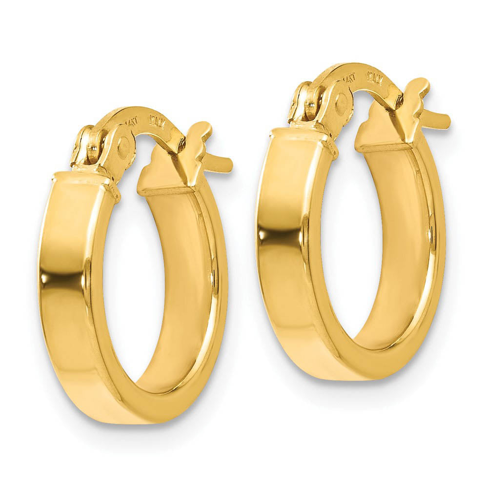 Alternate view of the 3mm x 13.5mm (1/2 Inch) Polished 14k Yellow Gold Huggie Style Hoops by The Black Bow Jewelry Co.