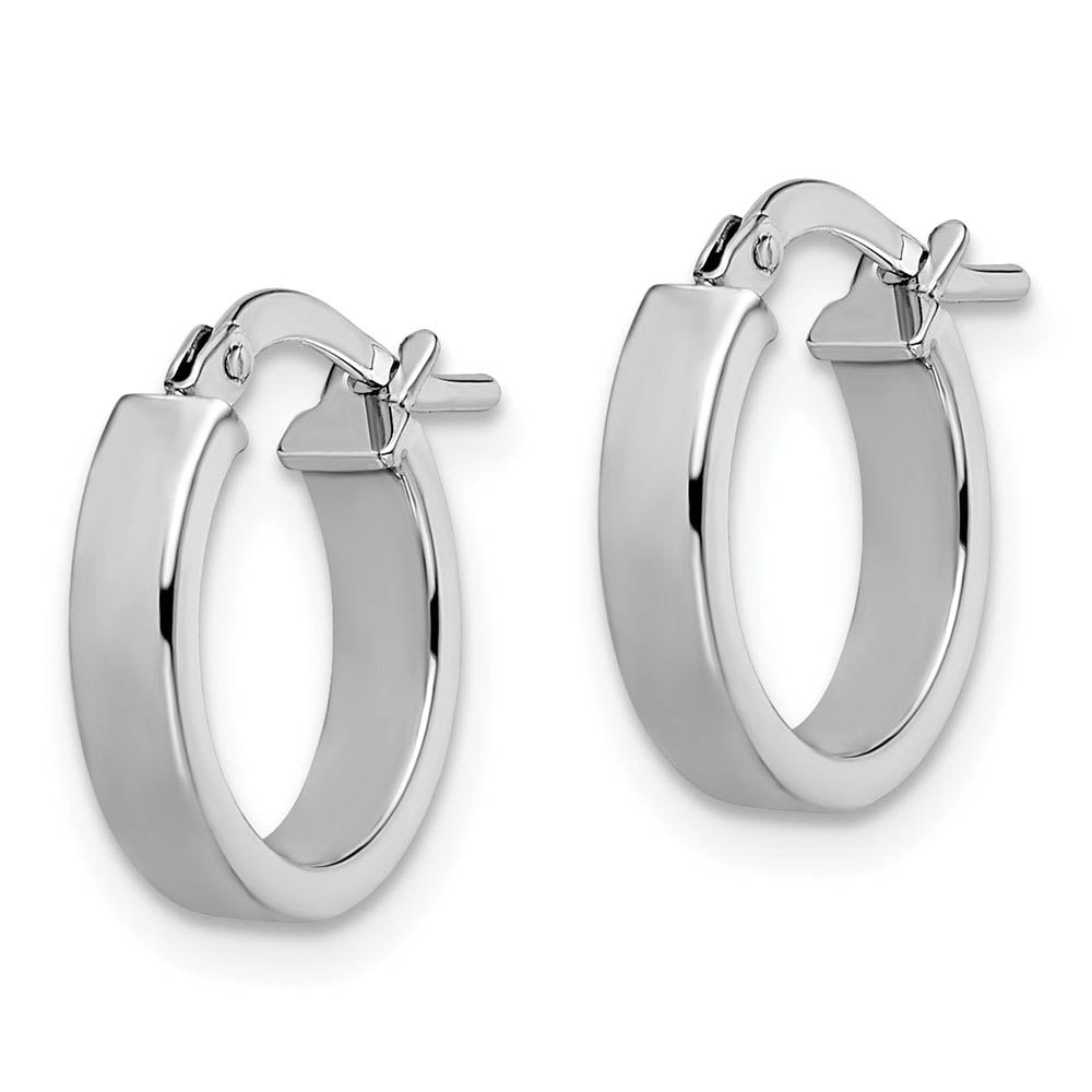 Alternate view of the 3mm x 13.5mm (1/2 Inch) Polished 14k White Gold Huggie Style Hoops by The Black Bow Jewelry Co.