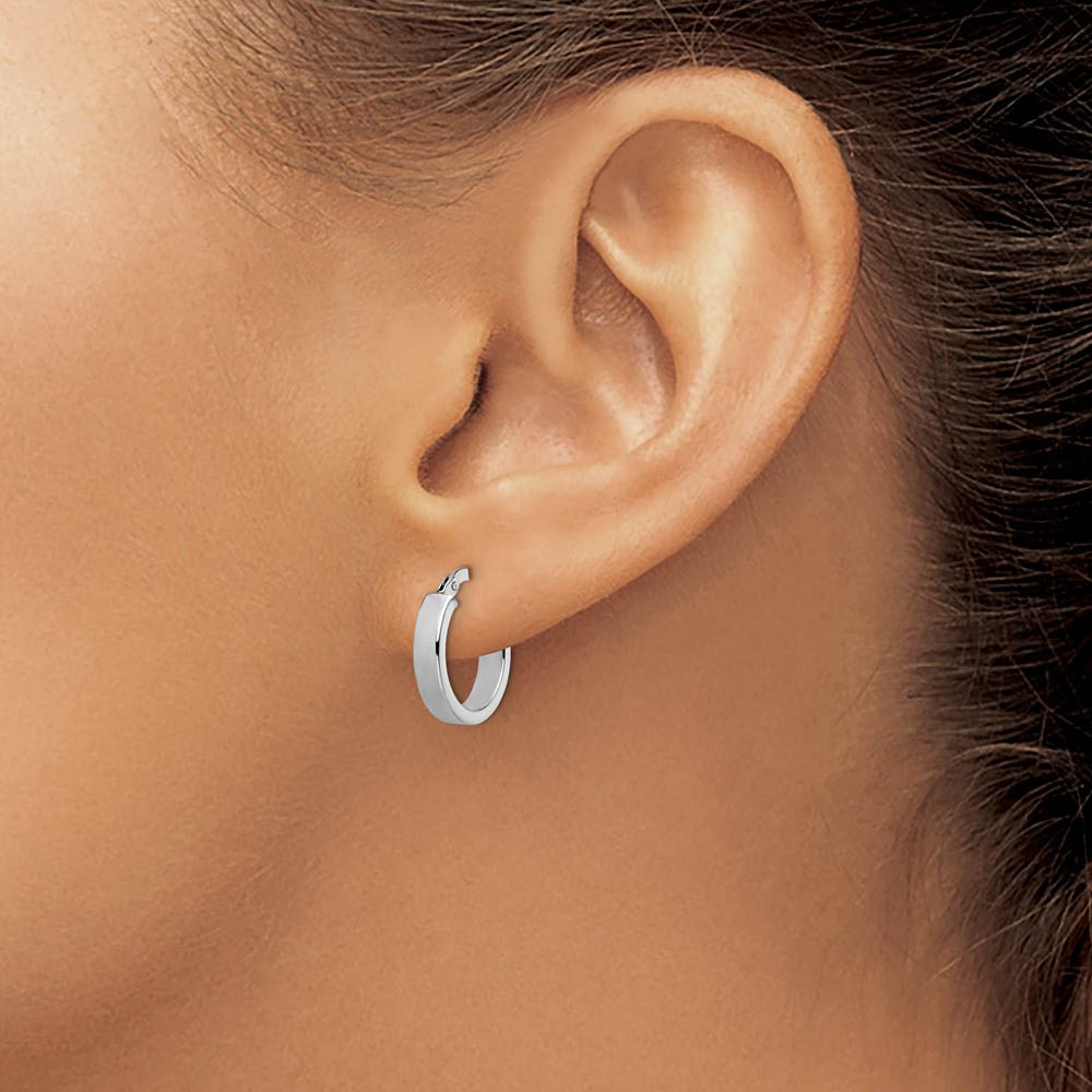 Alternate view of the 3mm x 13.5mm (1/2 Inch) Polished 14k White Gold Huggie Style Hoops by The Black Bow Jewelry Co.