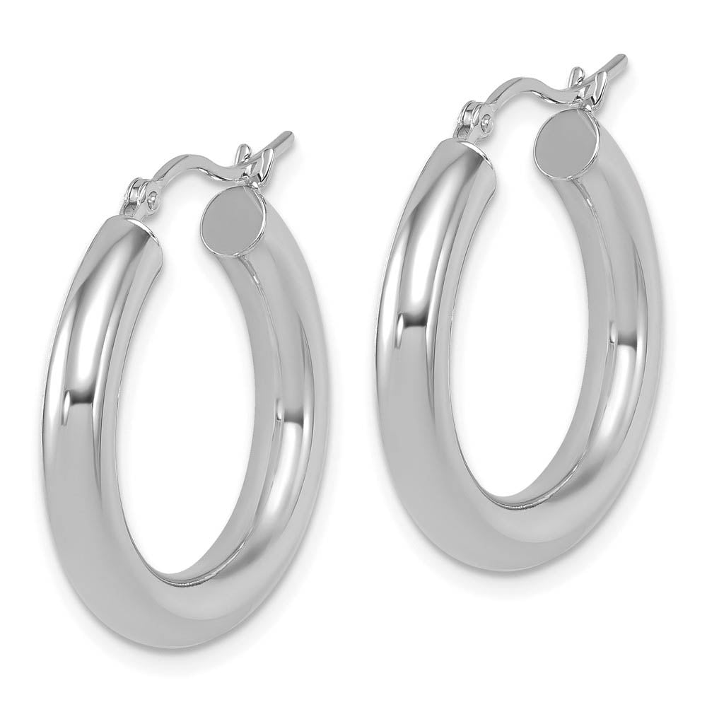 Alternate view of the 4mm x 24mm (15/16 Inch) 14k White Gold Classic Round Hoop Earrings by The Black Bow Jewelry Co.
