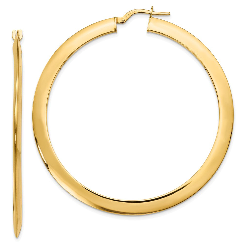 2mm x 52mm (2 Inch) 14k Yellow Gold Knife Edge Round Hoop Earrings, Item E16437 by The Black Bow Jewelry Co.
