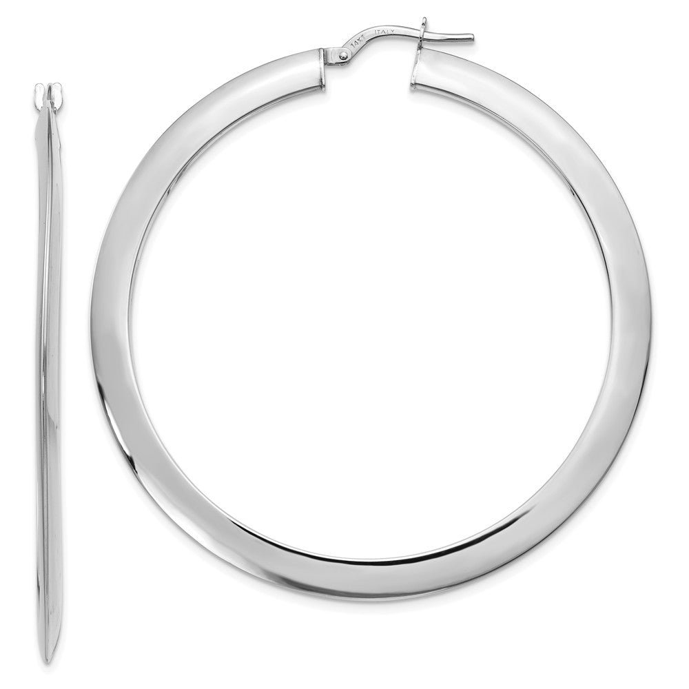 2mm x 52mm (2 Inch) 14k White Gold Knife Edge Round Hoop Earrings, Item E16438 by The Black Bow Jewelry Co.