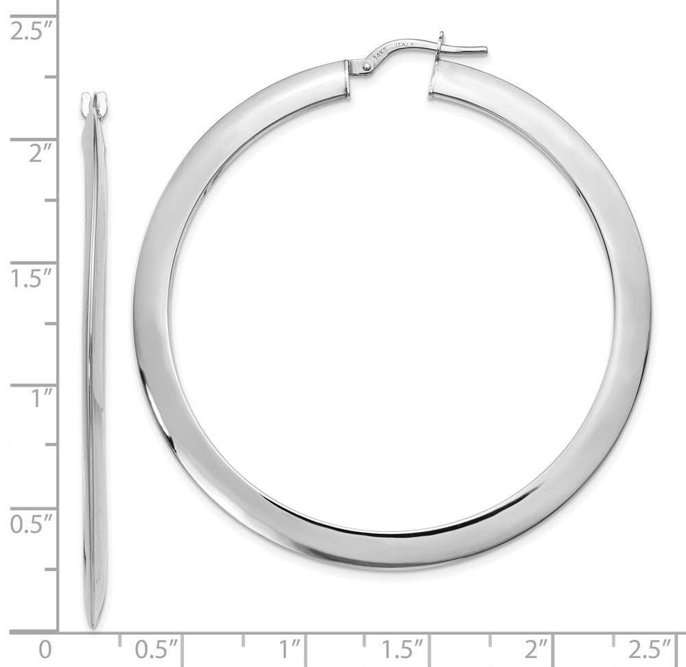 Alternate view of the 2mm x 52mm (2 Inch) 14k White Gold Knife Edge Round Hoop Earrings by The Black Bow Jewelry Co.