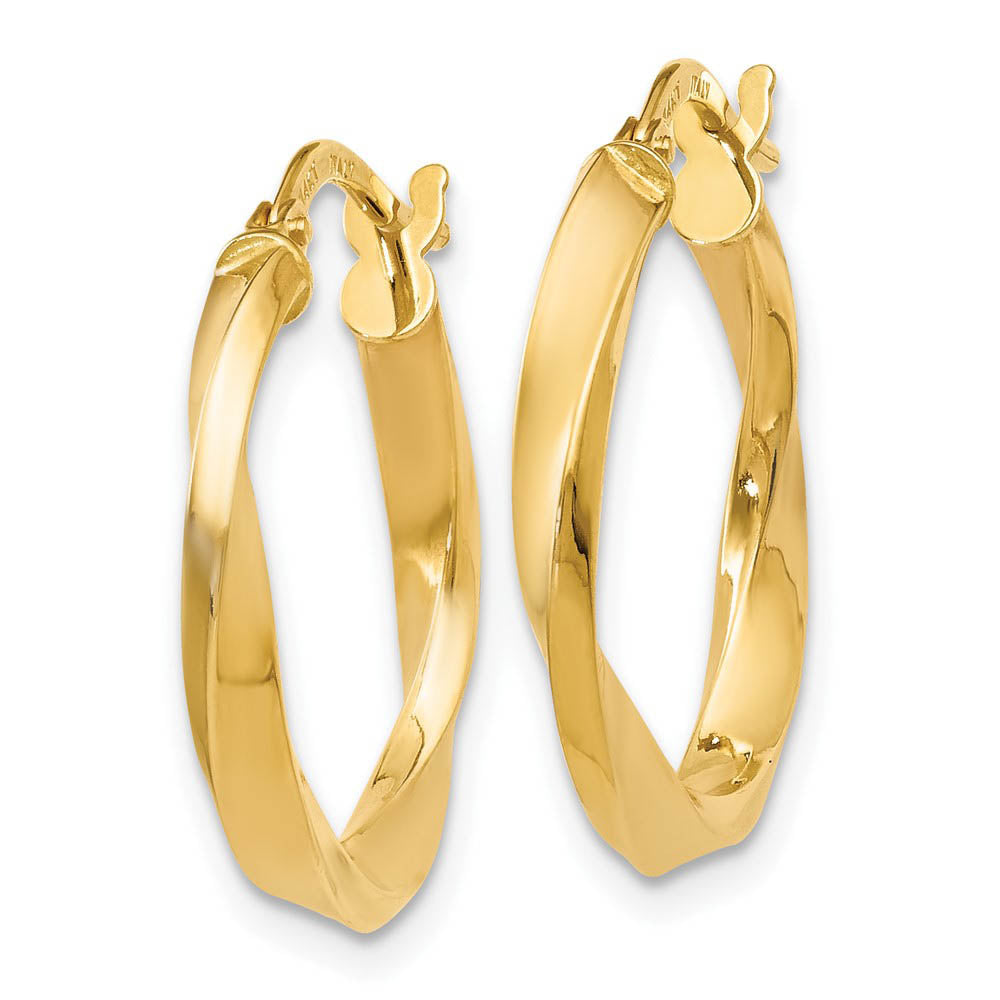 Alternate view of the 14k Yellow Gold Polished Twisted Round Hoop Earrings, 20mm (3/4 Inch) by The Black Bow Jewelry Co.