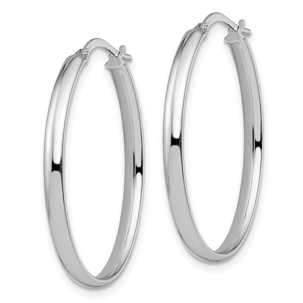 Alternate view of the 3mm x 33mm (1 5/16 Inch) Polished 14k White Gold Oval Tube Hoops by The Black Bow Jewelry Co.