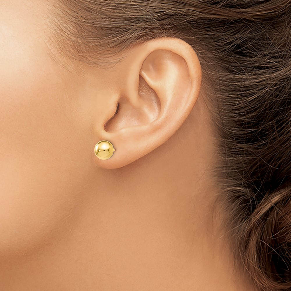 Alternate view of the 8mm (5/16 Inch) 14k Yellow Gold Polished Ball Friction Back Studs by The Black Bow Jewelry Co.