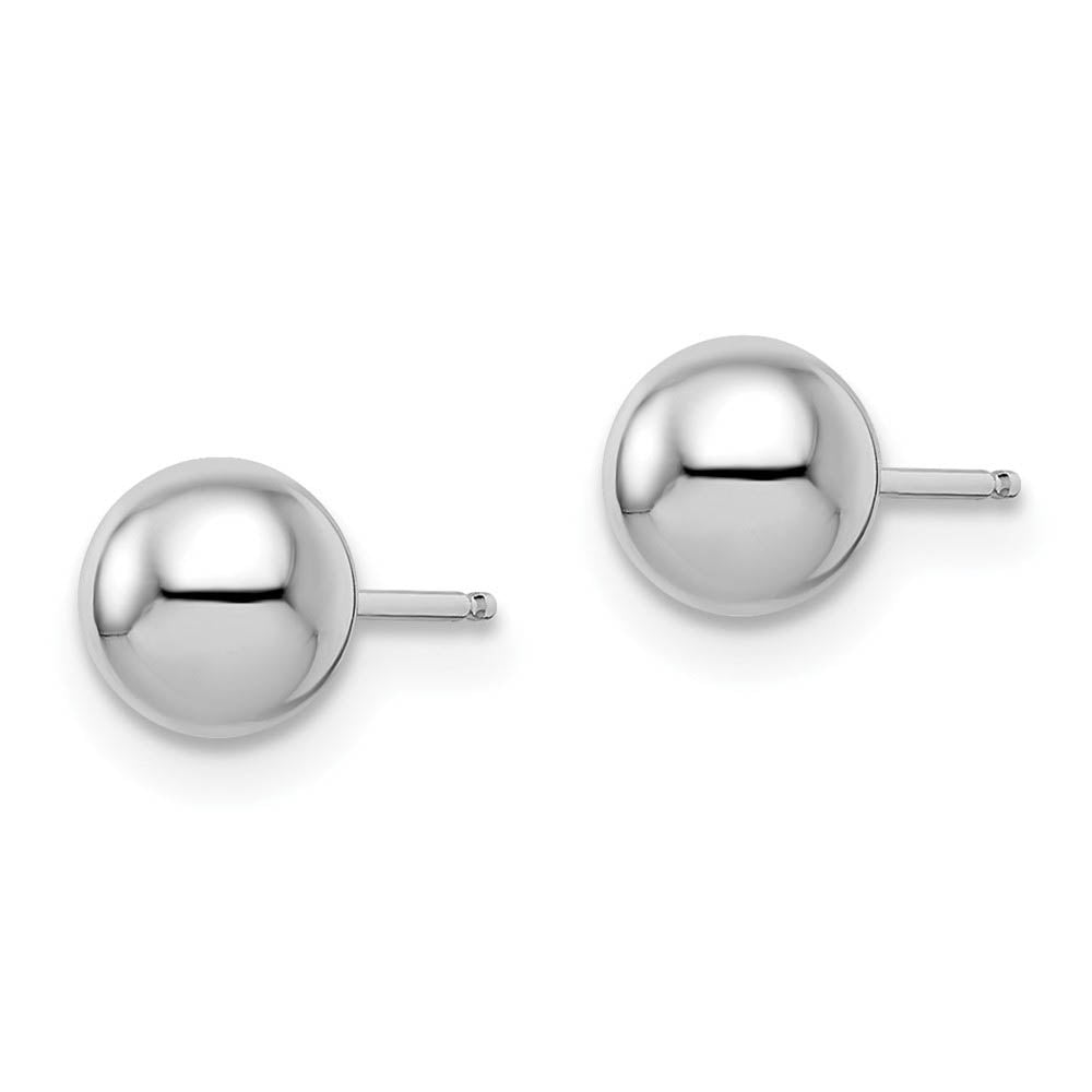 Alternate view of the 6mm (1/4 Inch) 14k White Gold Polished Ball Friction Back Studs by The Black Bow Jewelry Co.