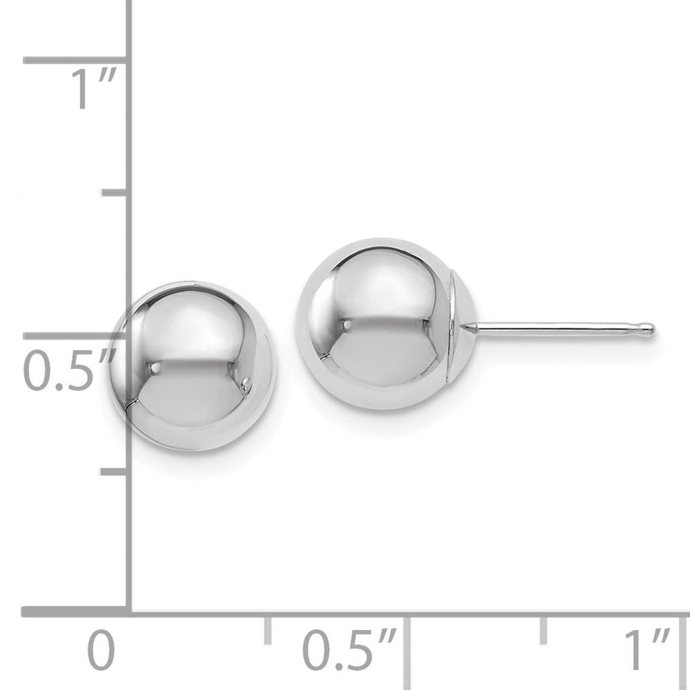 Alternate view of the 8mm (5/16 Inch) 14k White Gold Polished Ball Friction Back Studs by The Black Bow Jewelry Co.