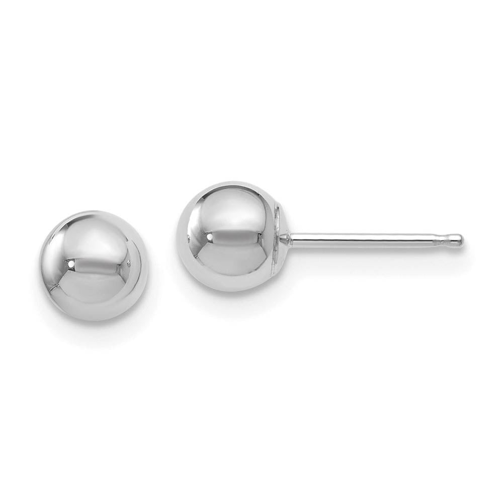 5mm (3/16 Inch) 14k White Gold Polished Ball Friction Back Studs, Item E16622 by The Black Bow Jewelry Co.
