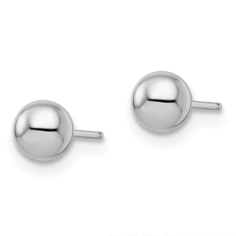 Alternate view of the 5mm (3/16 Inch) 14k White Gold Polished Ball Friction Back Studs by The Black Bow Jewelry Co.
