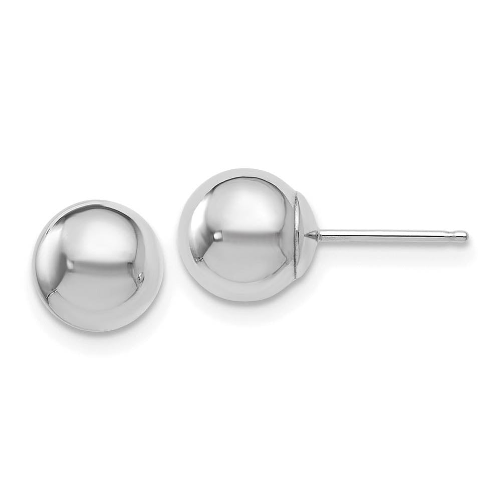 7mm (1/4 Inch) 14k White Gold Polished Ball Friction Back Studs, Item E16623 by The Black Bow Jewelry Co.