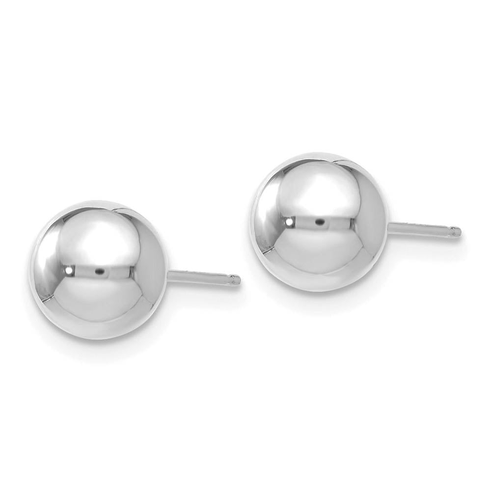 Alternate view of the 7mm (1/4 Inch) 14k White Gold Polished Ball Friction Back Studs by The Black Bow Jewelry Co.