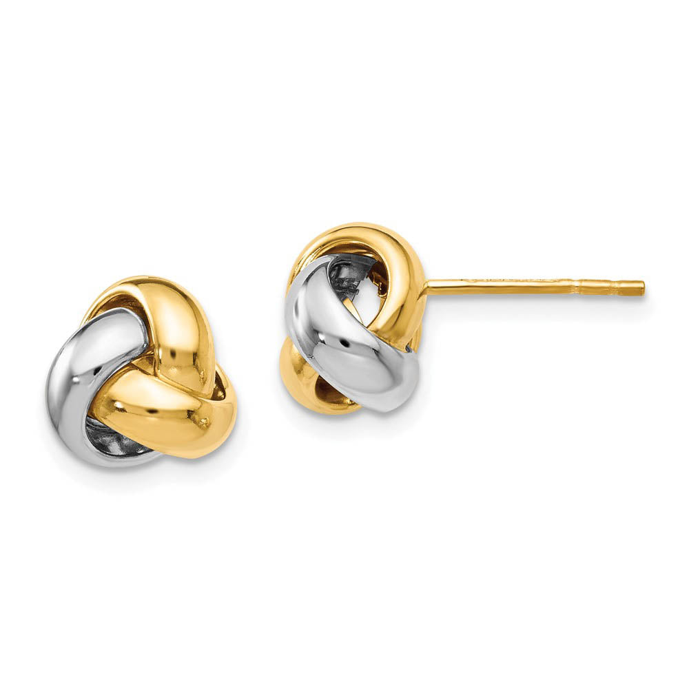 8.5mm (5/16 Inch) 14k Two-Tone Gold Polished Love Knot Stud Earrings, Item E16644 by The Black Bow Jewelry Co.