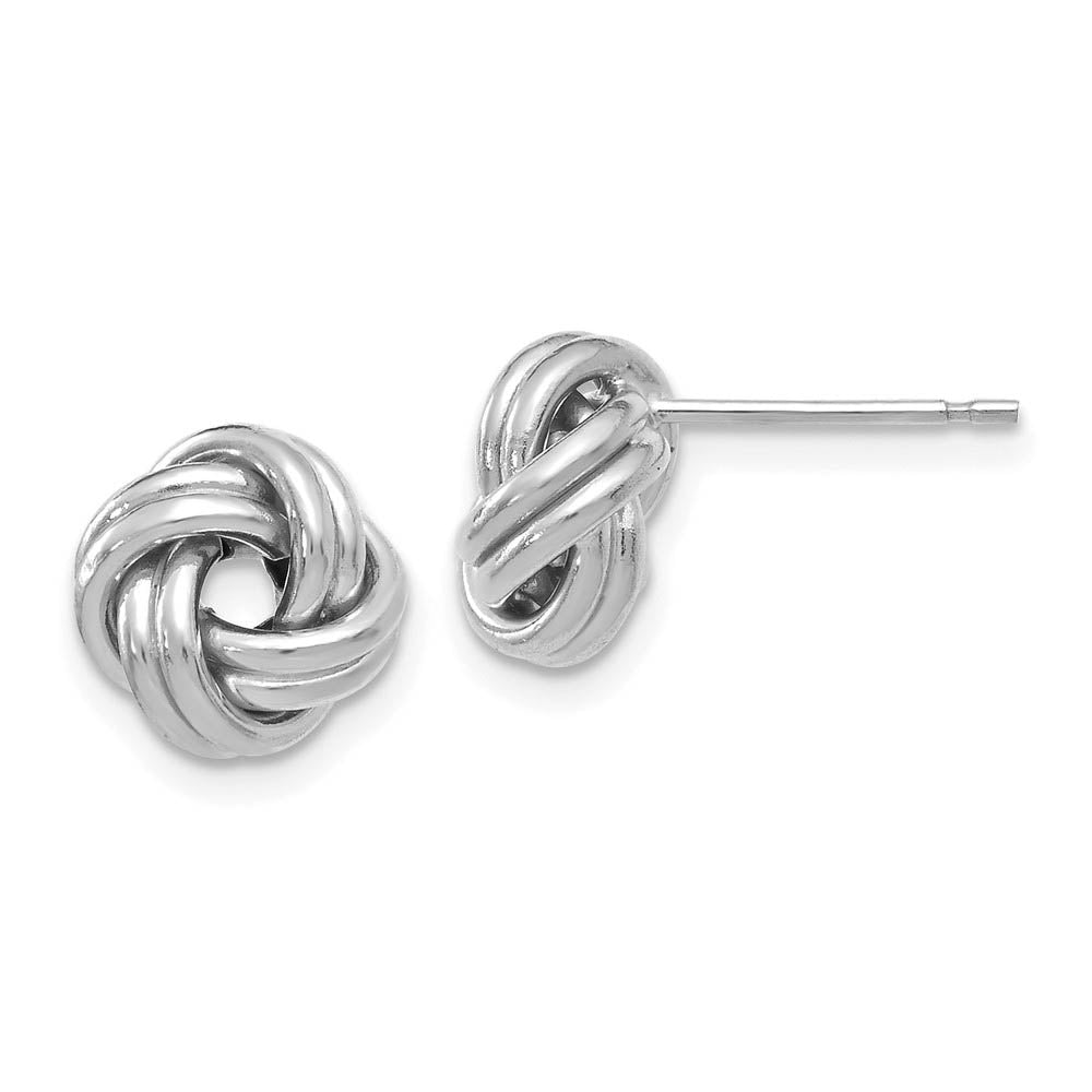 9.5mm (3/8 Inch) 14k White Gold Polished Love Knot Post Earrings, Item E16661 by The Black Bow Jewelry Co.