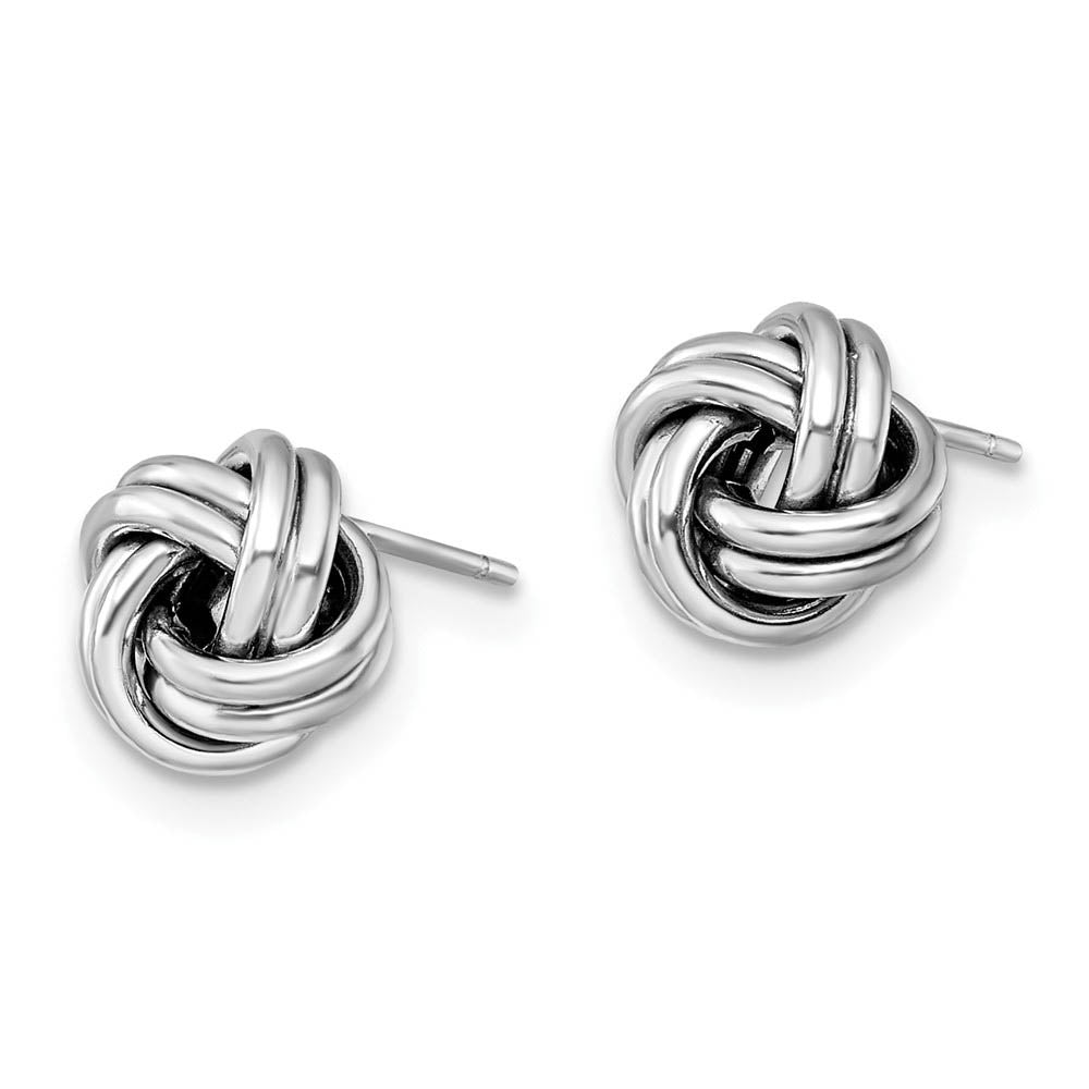 Alternate view of the 9.5mm (3/8 Inch) 14k White Gold Polished Love Knot Post Earrings by The Black Bow Jewelry Co.