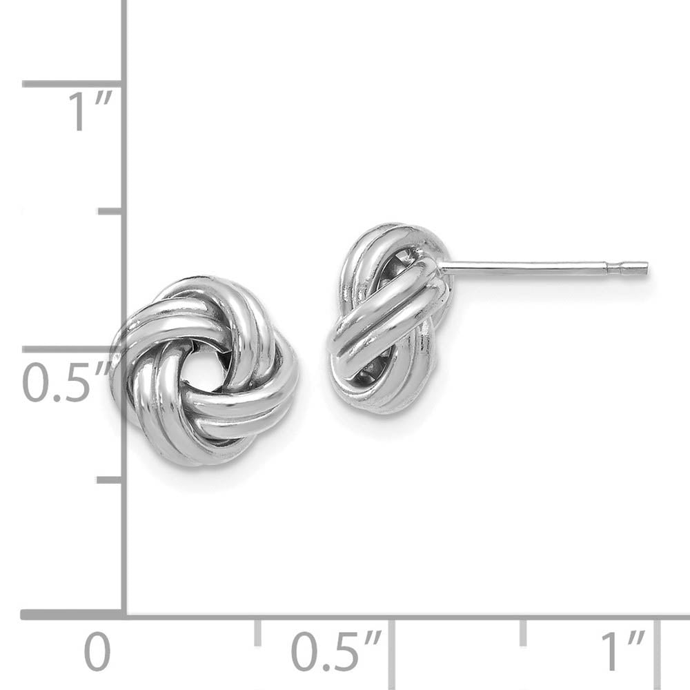 Alternate view of the 9.5mm (3/8 Inch) 14k White Gold Polished Love Knot Post Earrings by The Black Bow Jewelry Co.