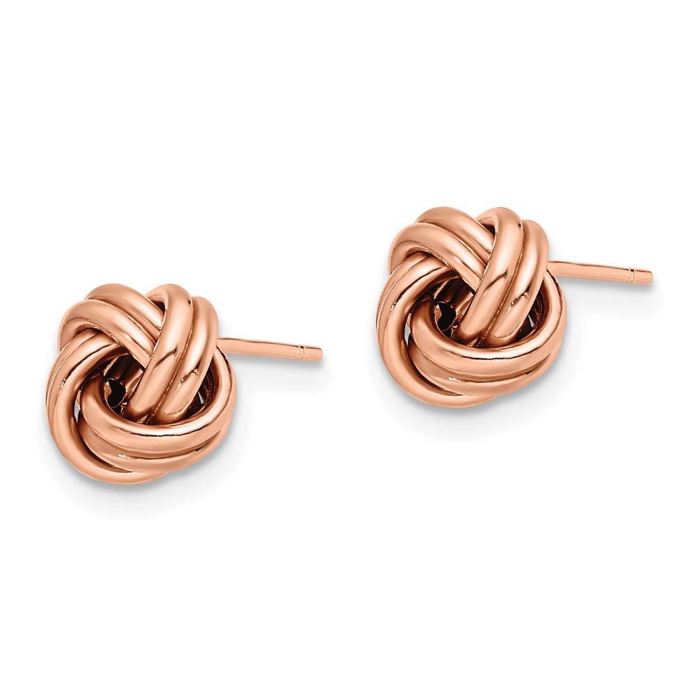 Alternate view of the 9.5mm (3/8 Inch) 14k Rose Gold Polished Love Knot Post Earrings by The Black Bow Jewelry Co.