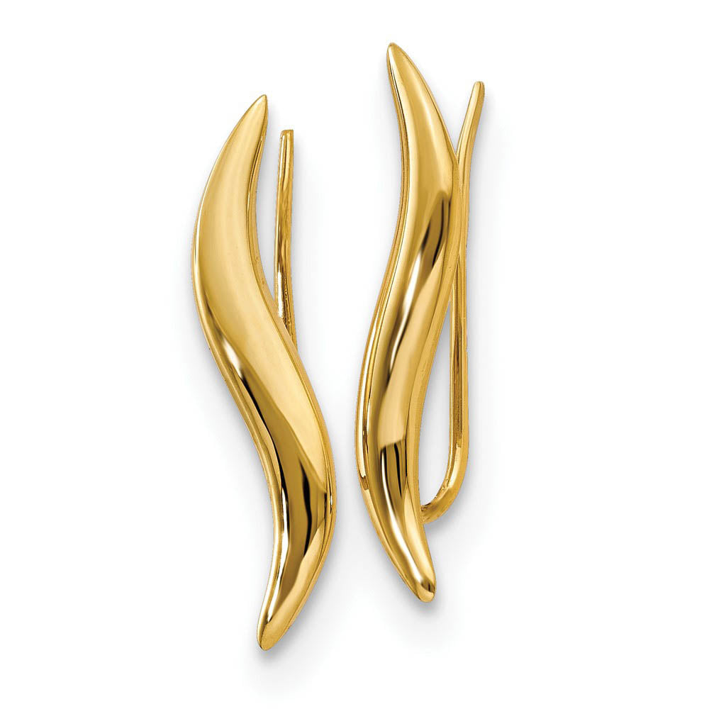 Alternate view of the 4x 23mm (7/8 Inch) 14k Yellow Gold Polished Fancy Ear Climber Earrings by The Black Bow Jewelry Co.