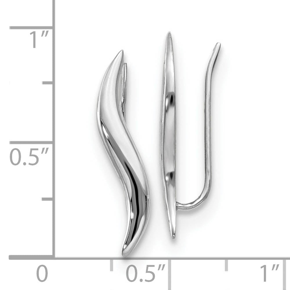 Alternate view of the 4 x 23mm (7/8 Inch) 14k White Gold Polished Fancy Ear Climber Earrings by The Black Bow Jewelry Co.