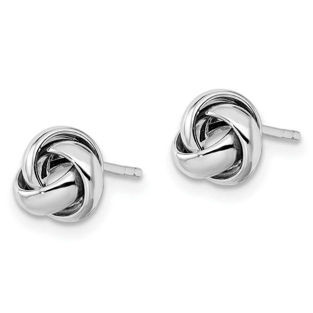 Alternate view of the 7mm (1/4 Inch) Polished Love Knot Post Earrings in 14k White Gold by The Black Bow Jewelry Co.