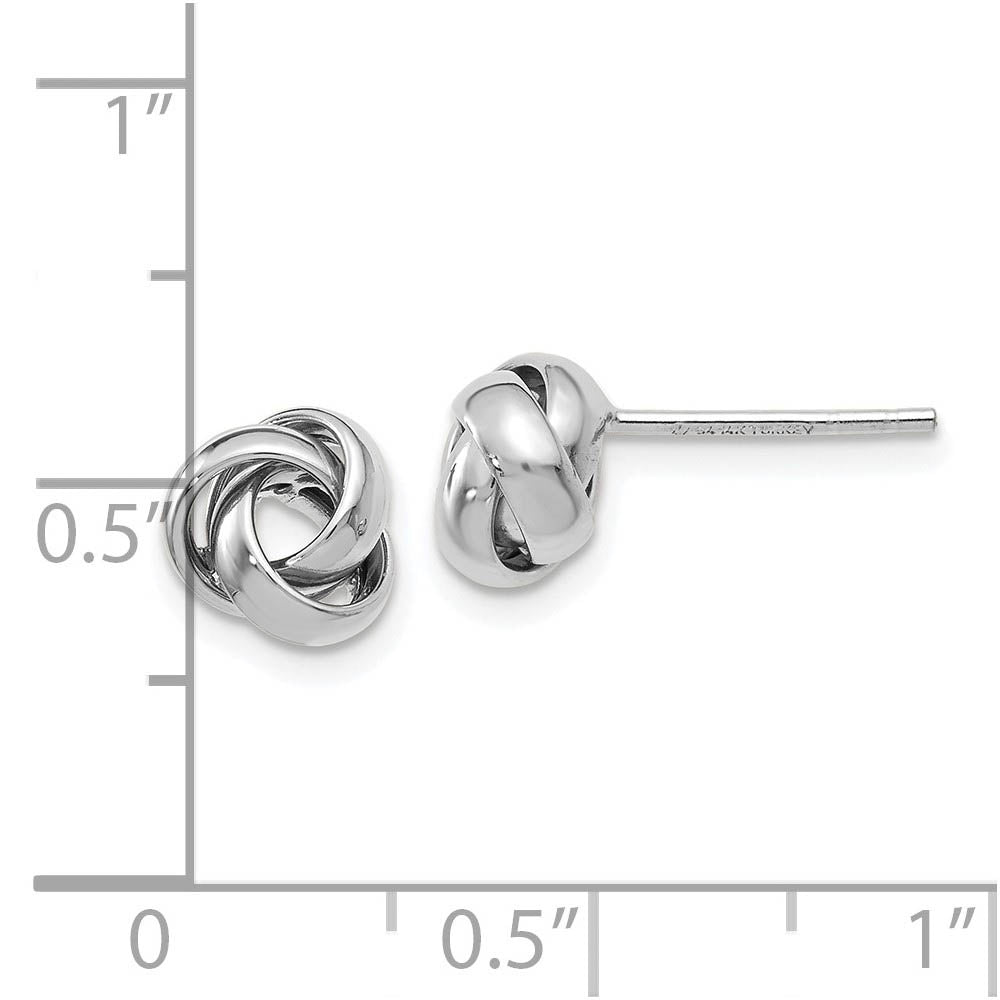 Alternate view of the 7mm (1/4 Inch) Polished Love Knot Post Earrings in 14k White Gold by The Black Bow Jewelry Co.