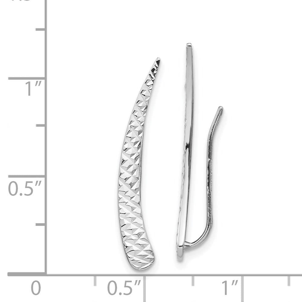 Alternate view of the 4 x 28mm (1 1/8 Inch) 14k White Gold Textured Pointed Ear Climbers by The Black Bow Jewelry Co.