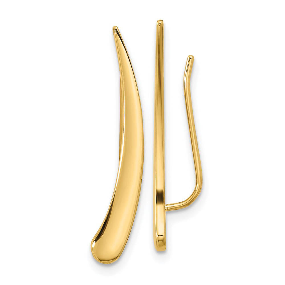 4 x 28mm (1 1/8 Inch) 14k Yellow Gold Polished Pointed Ear Climbers, Item E16695 by The Black Bow Jewelry Co.
