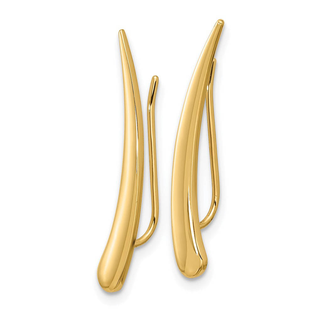 Alternate view of the 4 x 28mm (1 1/8 Inch) 14k Yellow Gold Polished Pointed Ear Climbers by The Black Bow Jewelry Co.