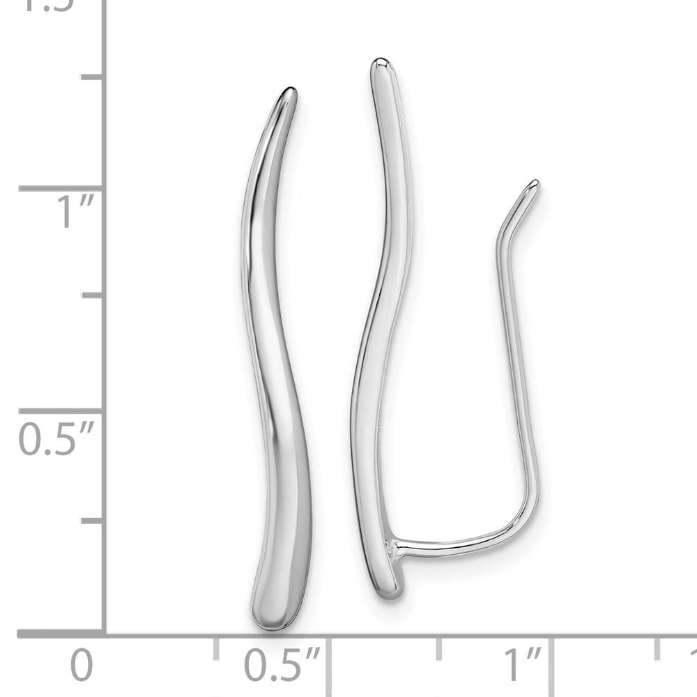 Alternate view of the 2.7 x 26mm Rhodium-Plated Sterling Silver Curved Ear Climber Earrings by The Black Bow Jewelry Co.