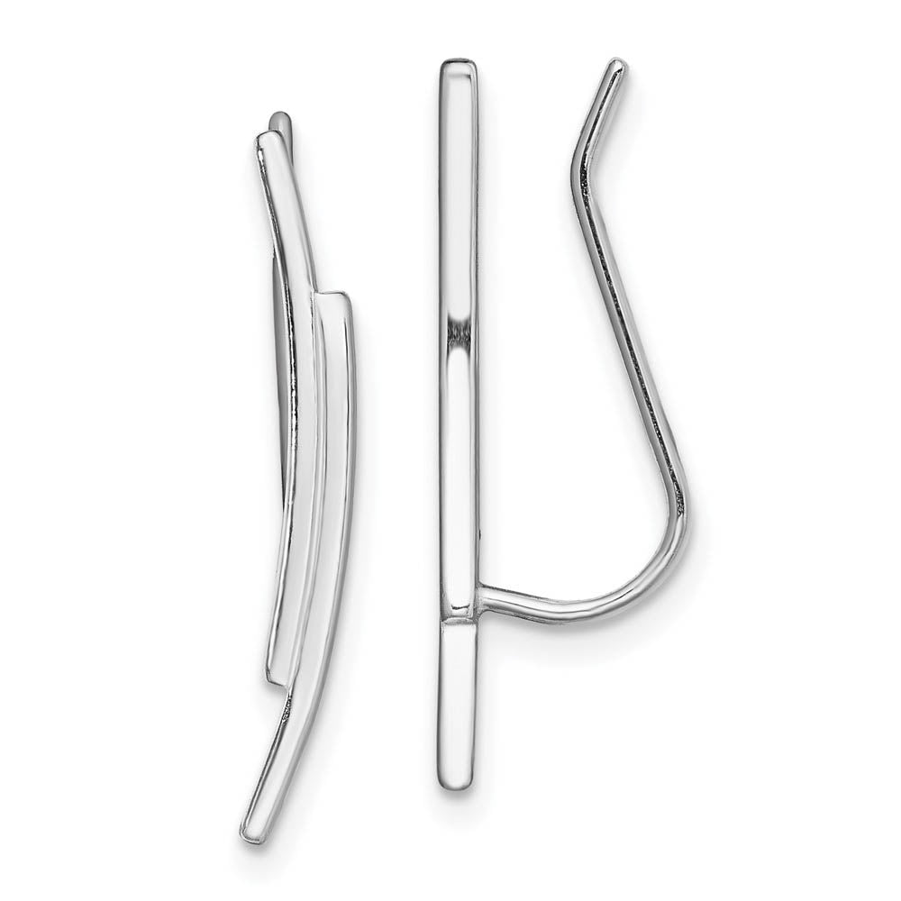 2 x 22mm Rhodium-Plated Sterling Silver Double Bar Ear Climbers, Item E16712 by The Black Bow Jewelry Co.