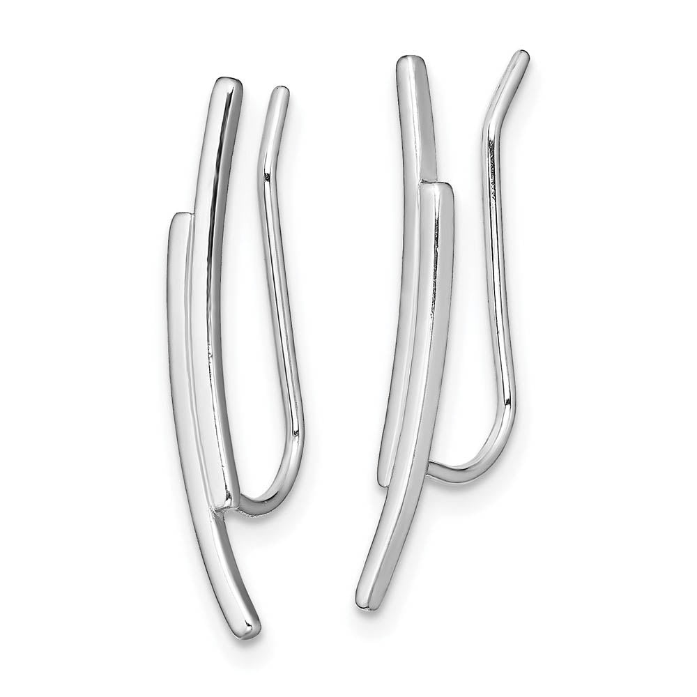 Alternate view of the 2 x 22mm Rhodium-Plated Sterling Silver Double Bar Ear Climbers by The Black Bow Jewelry Co.