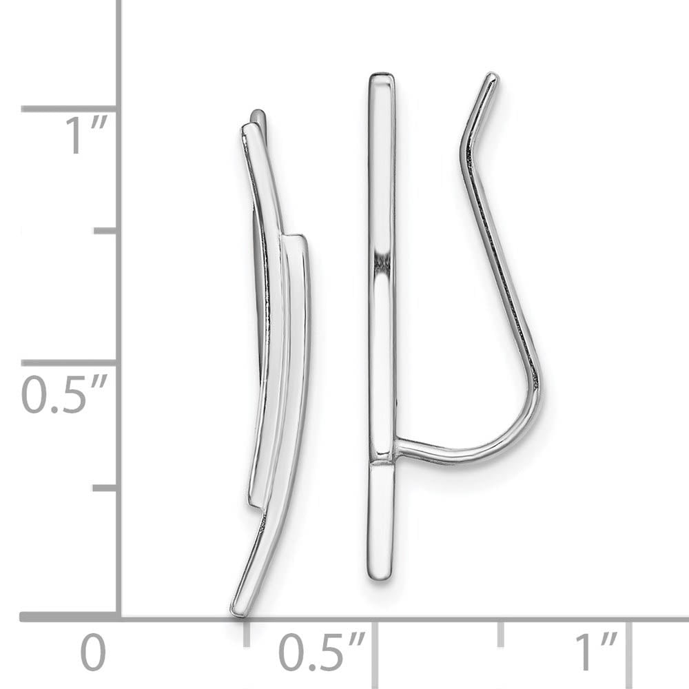 Alternate view of the 2 x 22mm Rhodium-Plated Sterling Silver Double Bar Ear Climbers by The Black Bow Jewelry Co.
