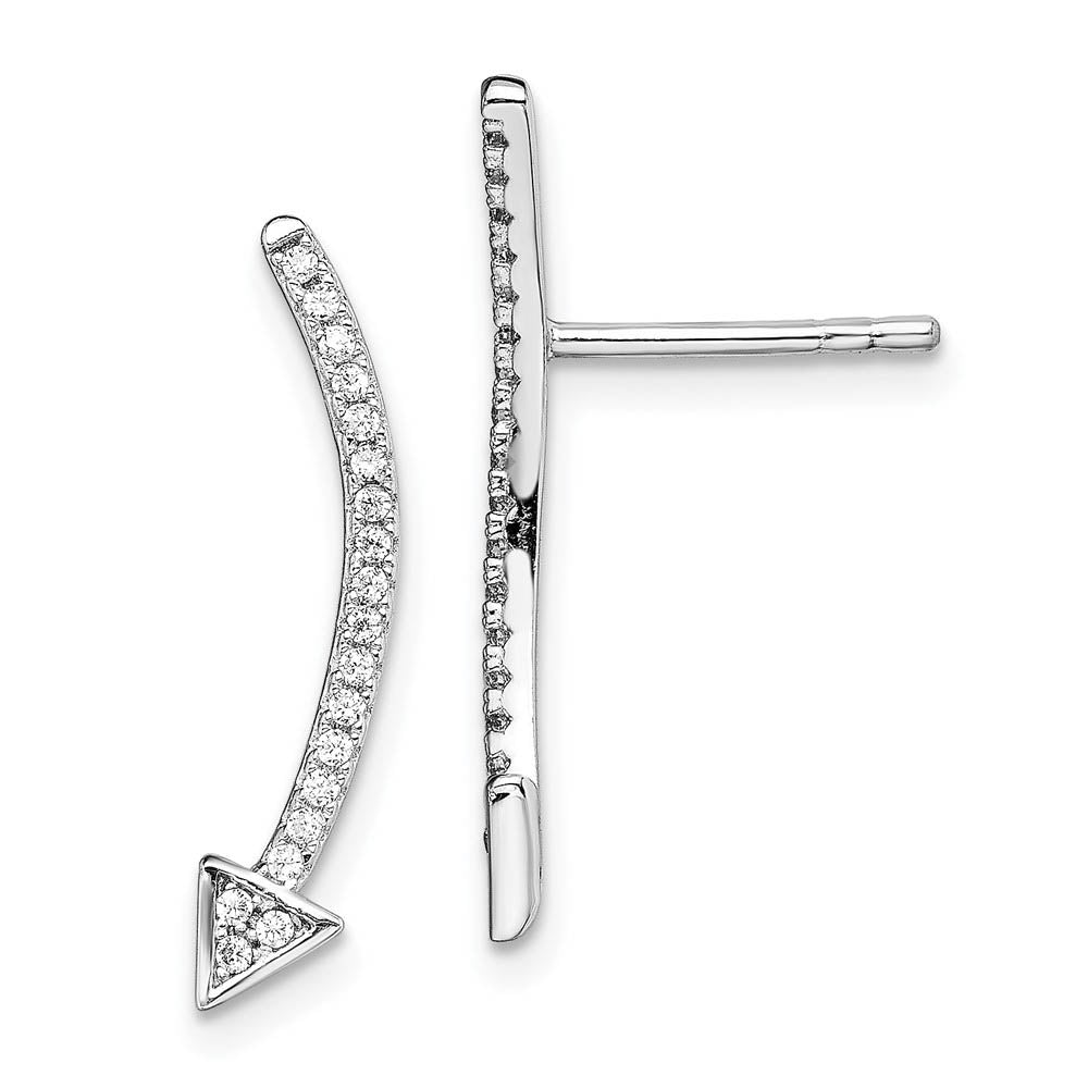 4 x 22mm Rhodium-Plated Sterling Silver CZ Arrow Ear Climber Earrings, Item E16713 by The Black Bow Jewelry Co.