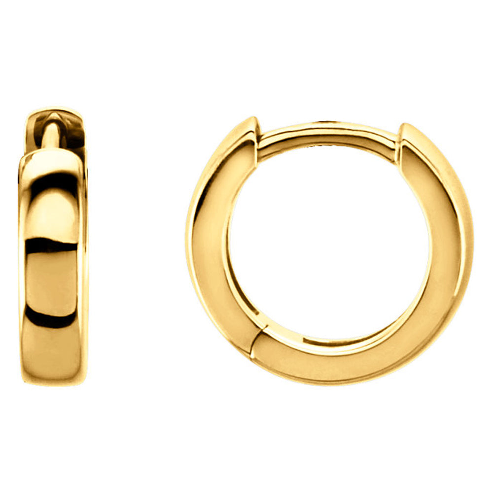 3 x 14mm (1/8 x 9/16 Inch) 14k Yellow Gold Hinged Round Hoop Earrings, Item E16734 by The Black Bow Jewelry Co.