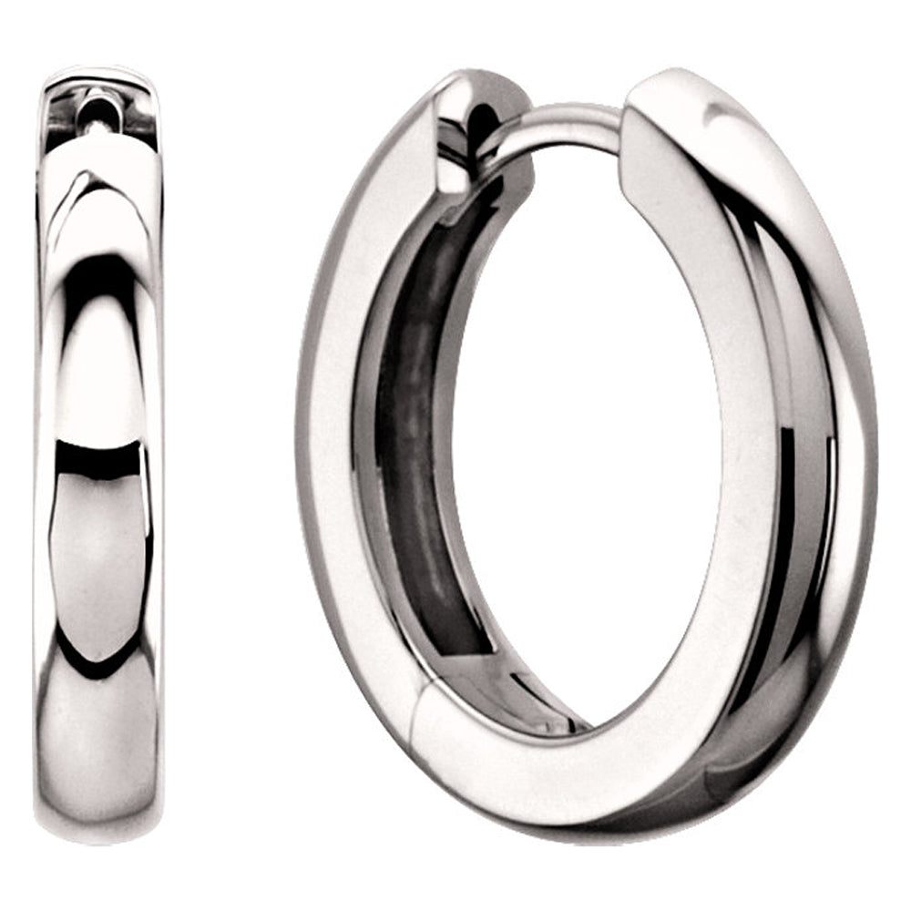 3 x 17.5mm (1/8 x 5/8 Inch) 14k White Gold Hinged Round Hoop Earrings, Item E16736 by The Black Bow Jewelry Co.